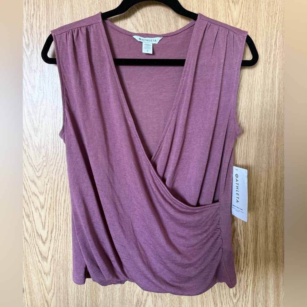 New Athleta Mauve Sleeveless Breeze Wrap Top